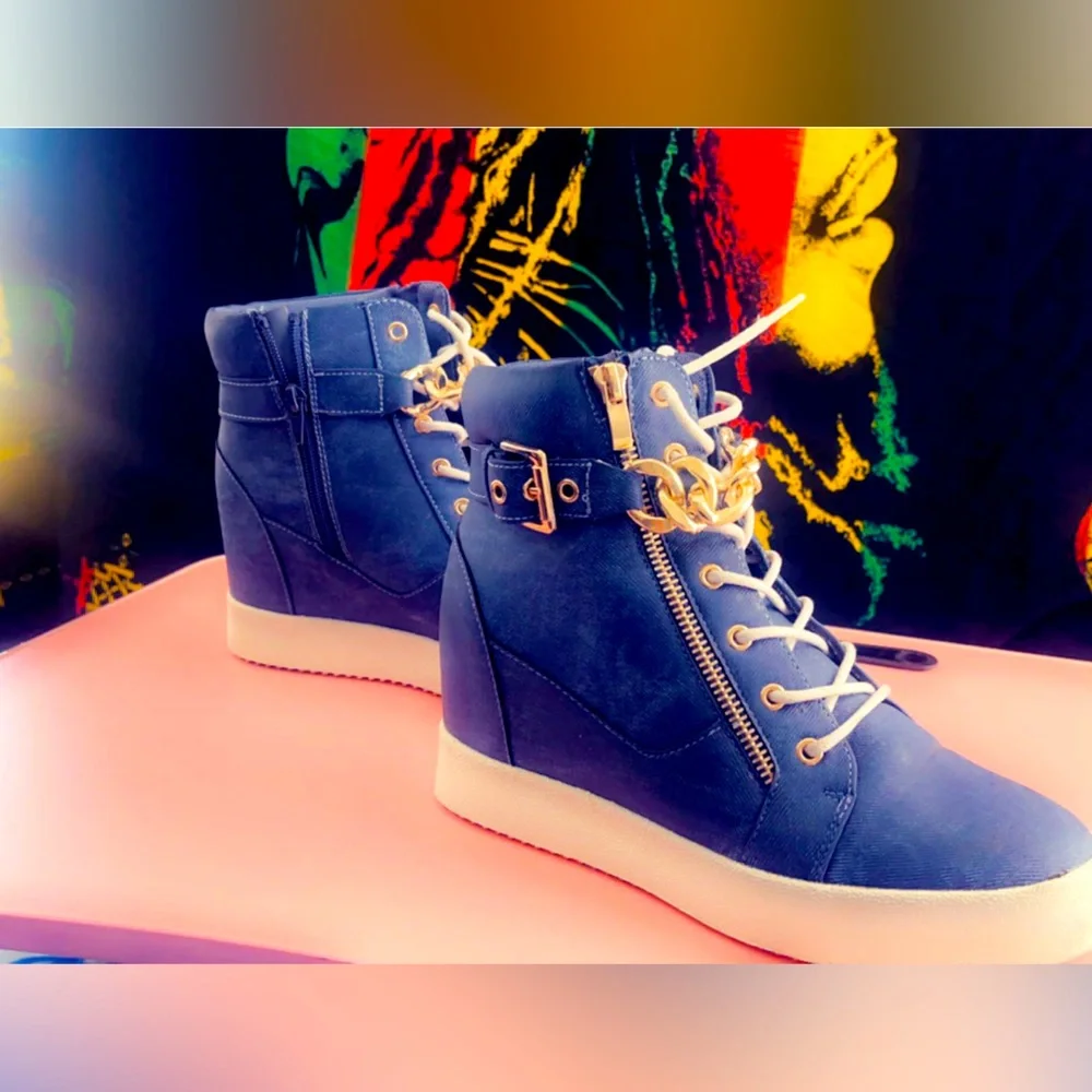 Women's Navy High-Top Platform Sneakers - Unbranded